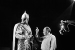 Артист Николай Черкасов и режиссер Сергей Эйзенштейн на съемках фильма «Александр Невский» в Москве, 1938 год