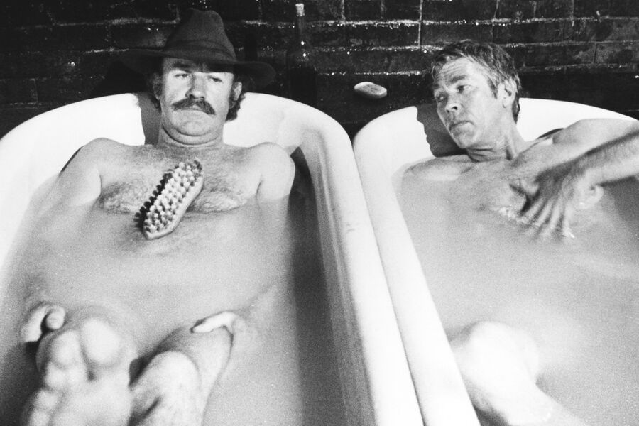 Джин Хэкман и Джеймс Коберн в&nbsp;кадре из&nbsp;фильма &laquo;Прикуси пулю&raquo;, 1975&nbsp;год
