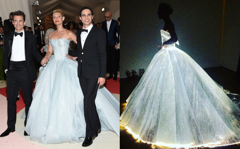 Клэр Дейнс в флюоресцентном платье, светящемся в темноте, от Zac Posen
