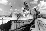 Американский линкор «Невада» в доке на военно-морской верфи Перл-Харбор, Гавайи, приблизительно 1935 год