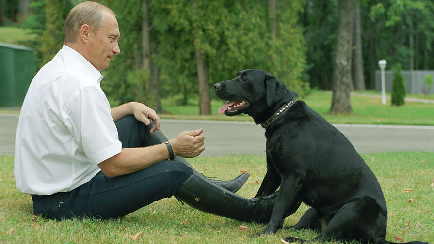 Владимир Путин с&nbsp;лабрадором Кони, 2003&nbsp;год