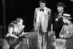 На сцене театра имени В. Маяковского (слева направо) Наталья Гундарева, Игорь Охлупин, Виталий Варганов, Владимир Ильин во время премьеры спектакля «Агент-00», 1984 год