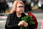 Директор Института международных политических и экономических стратегий РУССТРАТ, депутат Государственной Думы Российской Федерации Елена Панина перед церемонией прощания с журналисткой и политологом Дарьей Дугиной в телецентре «Останкино» в Москве, 23 августа 2022 года