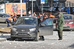 Автомобиль, поврежденный из-за падения обломков сбитого БПЛА в Раменском, 11 марта 2025 года