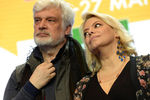 Дмитрий Брусникин и Яна Поплавская во время городской акции «Ночь в театре», 2016 год
