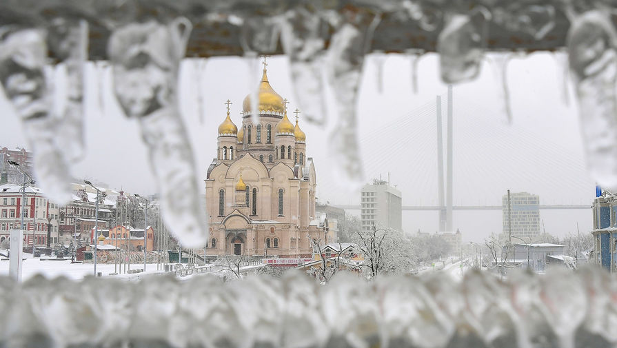 Вид на Спасо-Преображенский кафедральный собор во Владивостоке, 20 ноября 2020 года