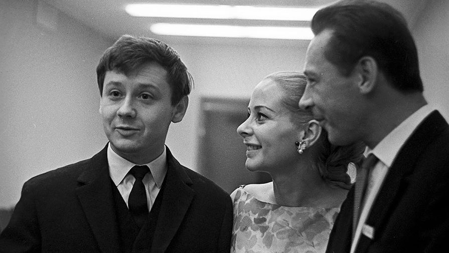 Олег Табаков, Женевьева Паж и Олег Ефремов на IV Международном кинофестивале в Москве, 1965 год