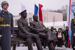 Церемония открытия памятника конструктору Сергею Королеву и космонавту Юрию Гагарину в Королеве, 12 января 2017 года