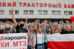 Участники демонстрации около Минского тракторного завода, 14 августа 2020 года