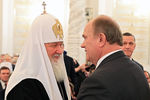 Патриарх Московский и всея Руси Кирилл и председатель ЦК КПРФ Геннадий Зюганов перед обращением Владимира Путина к Федеральному собранию в Кремле, 1 декабря 2016 года