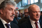 Директор «Совхоза имени Ленина» Павел Грудинин и председатель ЦК КПРФ Геннадий Зюганов после XVII съезда партии в Подмосковье, 23 декабря 2017 года