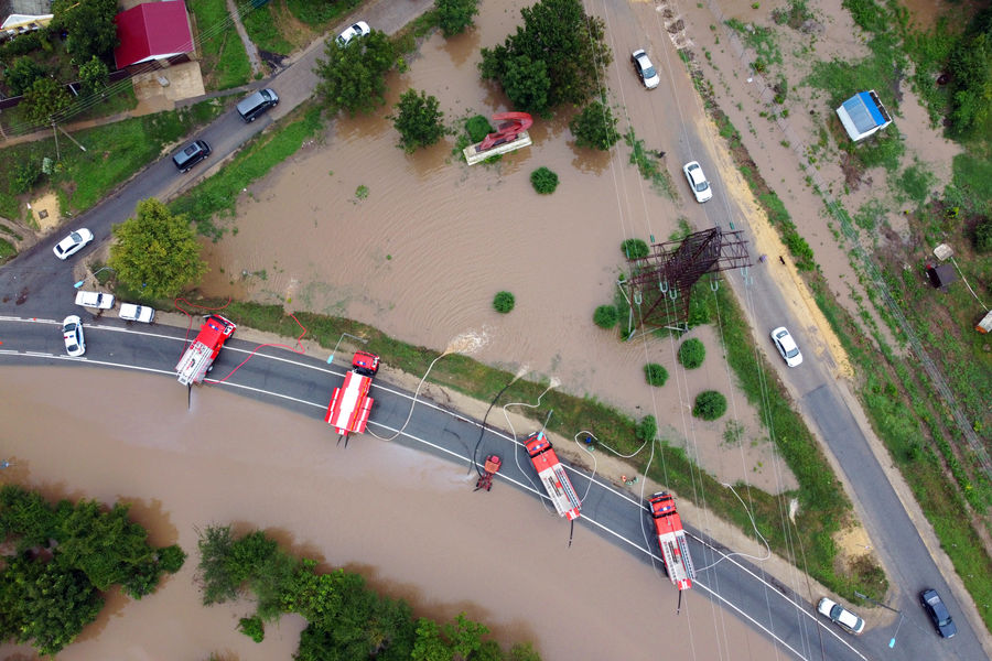 Подтопленная территория поселка Виноградный Анапского района Краснодарского края, 14&nbsp;августа 2021&nbsp;года