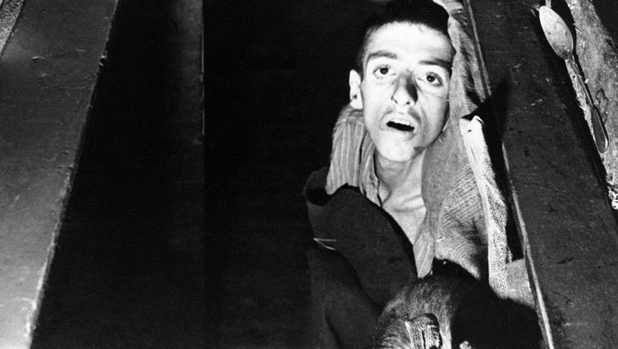 Один из заключенных в концлагере Бухенвальд, апрель 1945 года