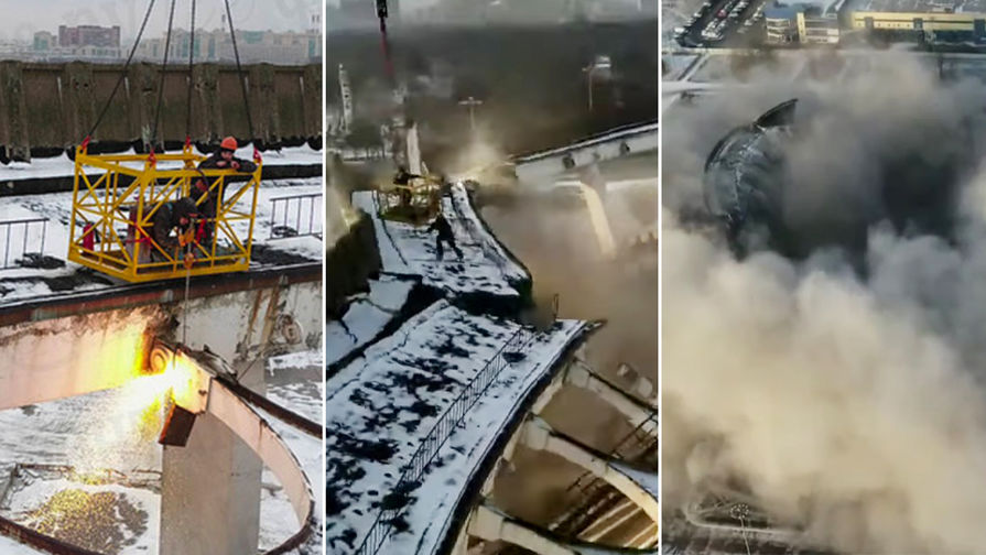 На&nbsp;месте обрушения в&nbsp;СКК в&nbsp;Санкт-Петербурге, 31 января 2020 года (коллаж)