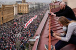 Во время протестов в Минске, 23 августа 2020 года