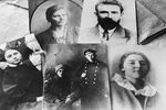 Фотографии семьи Аллилуевых 1910-1917 годов. В верхнем ряду - члены партии Ольга Евгеньевна и Сергей Яковлевич Аллилуевы. В нижнем ряду их дети (слева направо) - Анна, Павел , Федор и Надежда. 