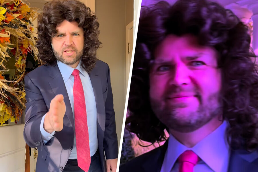 Вице-президент США Джей Ди Вэнс в образе из мема с собой