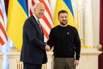 Президент США Джо Байден и президент Украины Владимир Зеленский во время встречи в Киеве, 20 февраля 2023 года