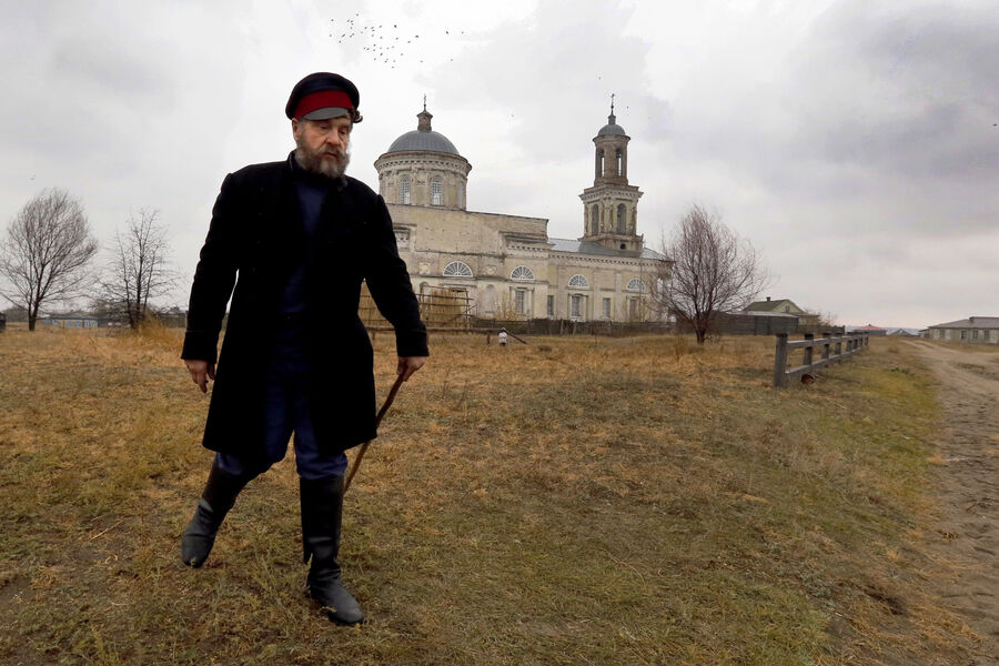 Актер Сергей Маковецкий в&nbsp;роли Пантелея на&nbsp;съемках новой версии телевизионного фильма &laquo;Тихий Дон&raquo;, 2014&nbsp;год
