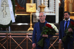 Председатель комиссии по культуре и массовым коммуникациям Мосгордумы, художественный руководитель Театра Луны Евгений Герасимов на церемонии прощания с народной артисткой СССР Инной Чуриковой в храме Христа Спасителя, 17 января 2023 года