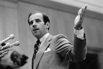 Сенатор Джо Байден во время пресс-конференции в Вашингтоне, 1979 год
