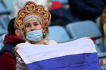 Болельщица сборной России во время матча отборочного турнира чемпионата мира по&nbsp;футболу 2022&nbsp;между&nbsp;командами России и Словении, 27&nbsp;марта 2021&nbsp;года
