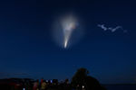 The Inspiration 4 civilian crew aboard a Crew Dragon capsule and SpaceX Falcon 9 rocket launches from Pad 39A at the Kennedy Space Center in Cape Canaveral, Florida, September 15, 2021. REUTERS/Steve Nesius
