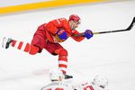 Игрок сборной России Павел Дацюк в матче группового этапа чемпионата мира по хоккею между сборными России и Швейцарии.