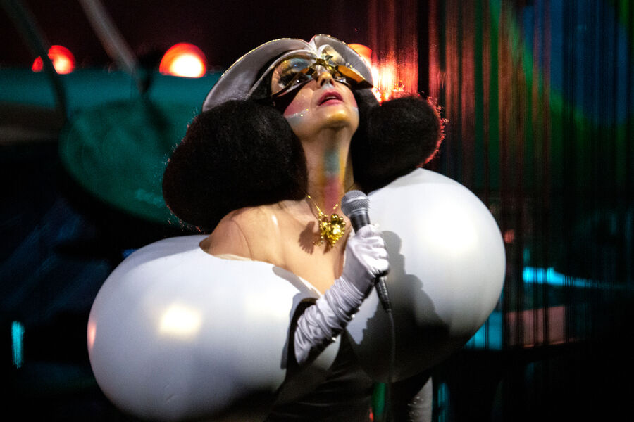 Бьорк выступает на&nbsp;сцене во время своего тура &laquo;Cornucopia&raquo; в&nbsp;Нью-Йорке, 2019&nbsp;год