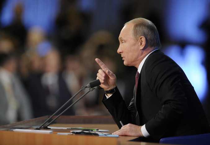 Владимир Путин во время пресс-конференции в ЦМТ