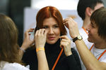 Анна Чапман готовится в выступлению на международном форуме «iCamp Kazan 2011» в казанском IT-парке, 2011 год