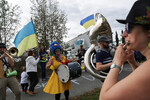 Митинг в поддержку Украины перед встречей лидеров США и России в Анкоридже, Аляска, 15 августа 2025 года