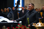 Вице-президент Российского футбольного союза Сергей Анохин на церемонии прощания со спортивным комментатором Василием Уткиным в Москве, 23 марта 2024 года