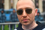 Рэп-исполнитель Оксимирон (Oxxxymiron) на митинге в поддержку незарегистрированных кандидатов в Мосгордуму на проспекте Академика Сахарова в Москве