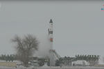 Кадр из трансляции запуска ракеты «Союз-2.1а» с кораблем «Прогресс МС-08» с космодрома Байконур, 13 февраля 2018 года