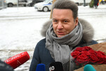Актер Александр Олешко перед церемонией прощания с народным артистом СССР Юрием Соломиным, 15 января 2024 года