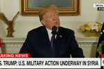 Президент США Дональд Трамп в Белом доме во время заявления о нанесении ударов по целям в Сирии, 14 апреля 2018 года
