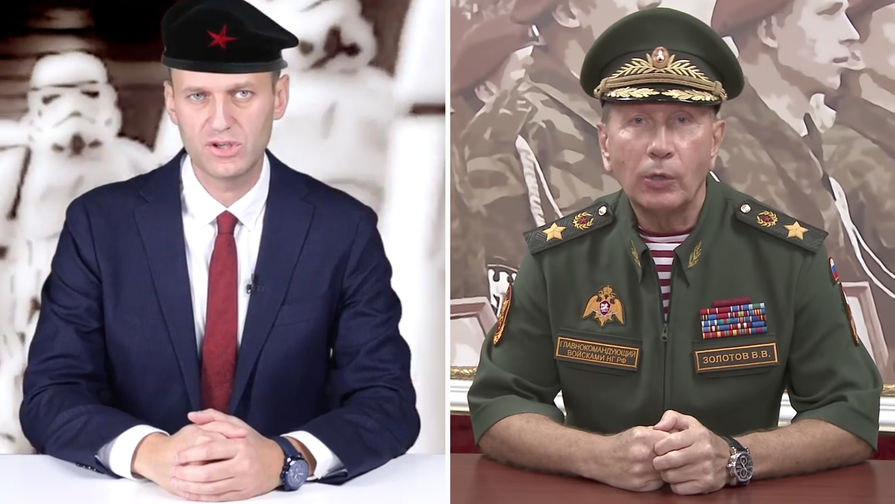 Политик Алексей Навальный и глава Росгвардии в&nbsp;скриншотах из&nbsp;обращений друг к&nbsp;другу, 18 октября и 11 сентября 2018 года
