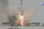 Кадр из трансляции запуска ракеты «Союз-2.1а» с кораблем «Прогресс МС-08» с космодрома Байконур, 13 февраля 2018 года